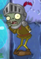 A Knight Zombie with its helmet without its arm