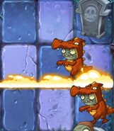 A Jalapeno's explosion (notice that the Imp Dragon Zombies are immune)