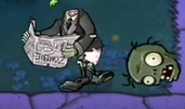 Newspaper Zombie killed by catapult plants