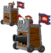 Two War Chariot Zombies, one showing its cannon