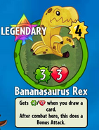 The player receiving Bananasaurus Rex from a Premium Pack