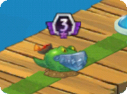 Level 3 Guacodile with costume on the Big Wave Beach map