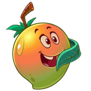 Mangofier, who has two firing modes. The first mode lobs several small mango pieces, and the second mode lobs a single large mango