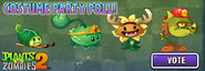 Primal Sunflower in an advertisement of the Costume Party poll in the main menu screen