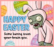 Bunny Suit Zombie on a Greetings Card