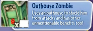 Outhouse Zombie's stickerbook description in Garden Warfare