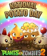 Potato Mine alongside his primal counterpart, Hot Potato and Sweet Potato in an image for National Potato day.