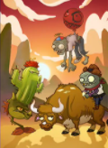 In an unused promo with Zombie Bull Rider, Balloon Zombie, and Cactus (Plants vs. Zombies)