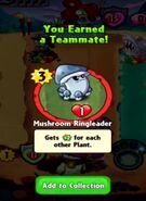 The player earning Mushroom Ringleader after losing a level