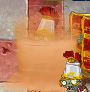 Roman Buckethead riding on a sandstorm