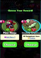 The player having the choice of choosing Mini-Ninja or Smashing Gargantuar after completing a level