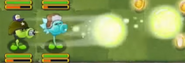 Gatling Pea attacking with big plasma peas