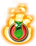 Tactical Cuke's icon burning (appears when there are zombies on the first three columns)