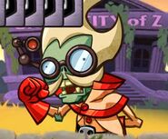 Professor Brainstorm's pose when a plant hero is hit over 4 damage or legendary zombie played