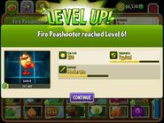 Fire Peashooter being upgraded to Level 6