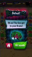 The game over screen when losing in a Goo level