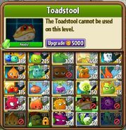 Upgrading Toadstool while locked in the seed selection