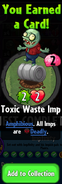 The player earning Toxic Waste Imp after completing Impfinity's 8th Hero Quest