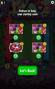 3 Shroom for Two cards in the redraw selection screen, along with a Berry Blast card