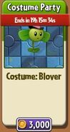 Blover's costume in the store