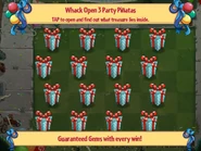 The presents that replaced normal piñatas along with the "Gem-Guaranteed" banner