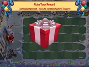 The giant present (resemblance of Señor Piñata). Note that it only takes one tap to open it.