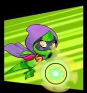 sombra verde usando superpoder