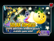 An advertisement of Solar Tomato unlockable with seed packets