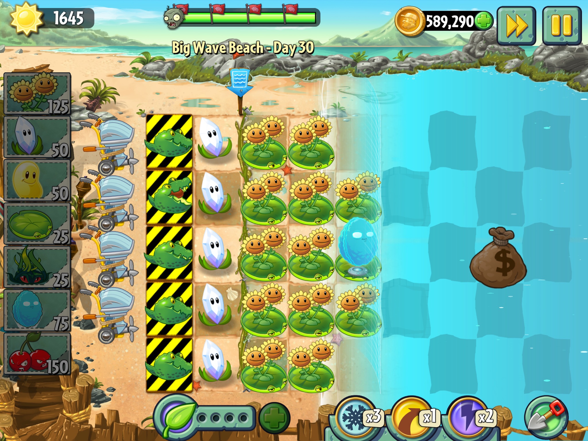 Plants vs Zombies 2, Big Wave Beach Day 30