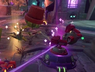 A Boxer Bot getting attacked by a Flag Weed