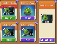 Dartichoke's seeds in the store (10.8.1, Special)