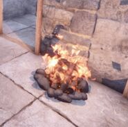 A lit campfire in the experimental version of Rust.