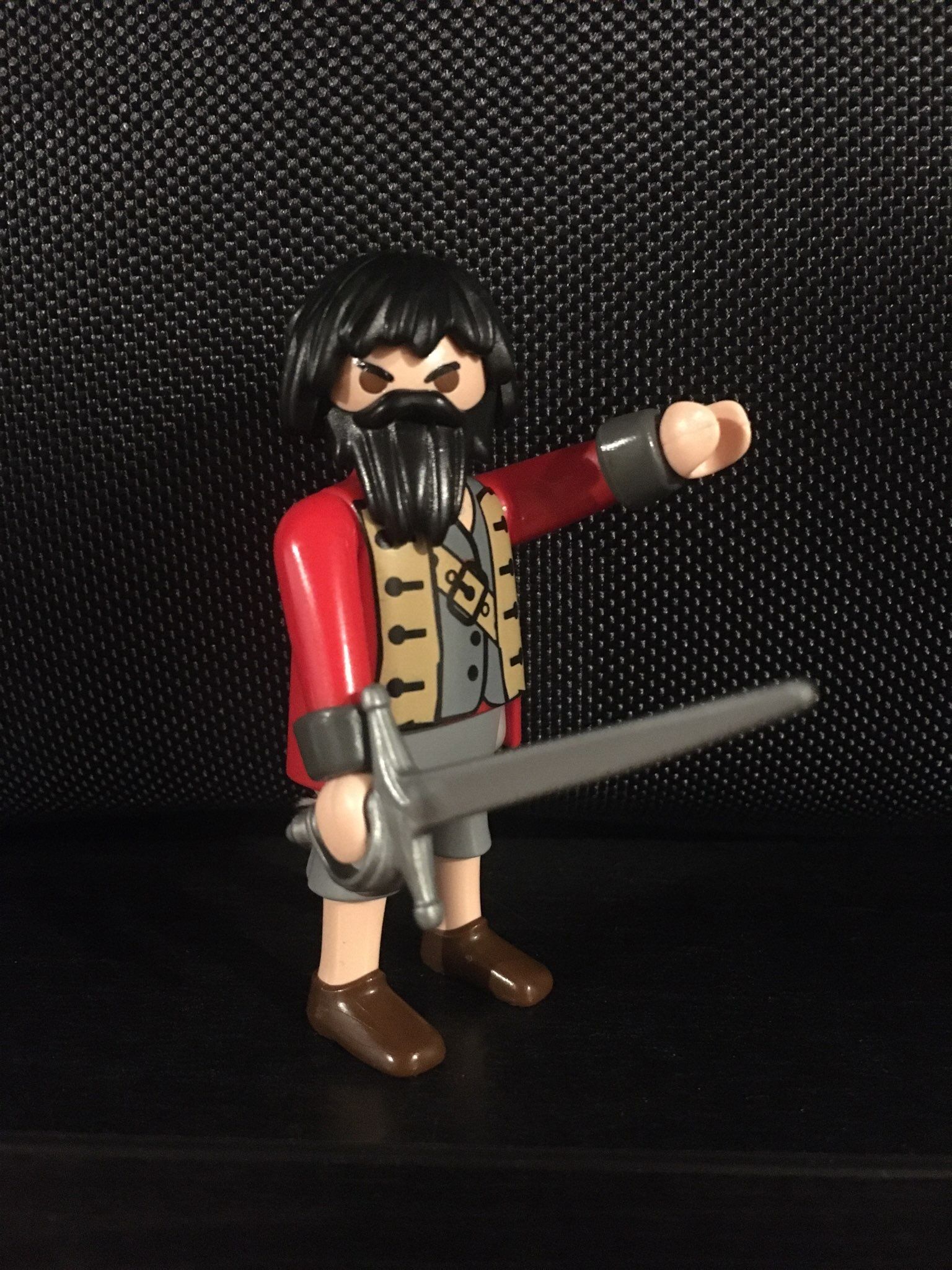 Playmobil Adult Male Pirate Figure In A Red Jacket With Blue