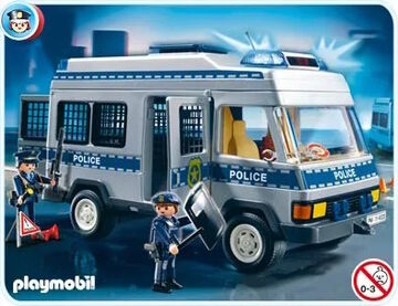 Playmobil police van and boat shop