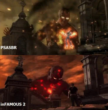 A comparison of the Beast and Evil Cole scenes in PSASBR and inFamous 2