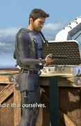 Drake wearing his scuba suit at the beginning of Drake's Fortune.