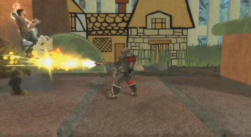 Colonel Radec fires his Flamethrower