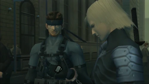 Raiden's conclusion in Metal Gear Solid 2: Sons of Liberty, with Solid Snake.