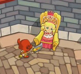 The main soldier putting Princess Plump back on her throne.