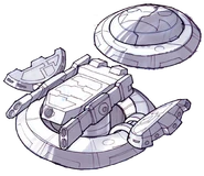 Turbo Cannon concept art both in it's non-active and active-firing phase respectively from Jak II