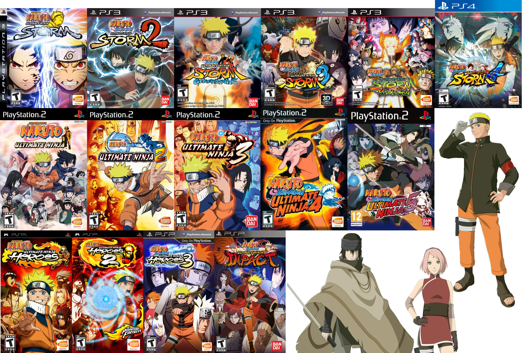 Naruto Shippuden Ultimate Ninja 5 PS2 - LISTA TODOS OS PERSONAGENS / ALL  CHARACTERS + INTRO + BATTLE 