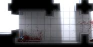 Blood spots that stay on non-background and background walls.