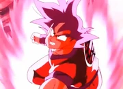 Son Gokū stosuje Kaiō-ken w pierwszym starciu z Vegetą