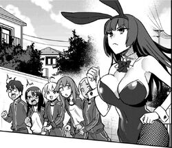 The President willingly wears her bunny suit