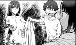 The President don't make any attempt to cover her nudity in front of Senpai and Nagatoro