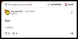 Opcje zaakceptowania lub usunięcia zgłoszonego postu