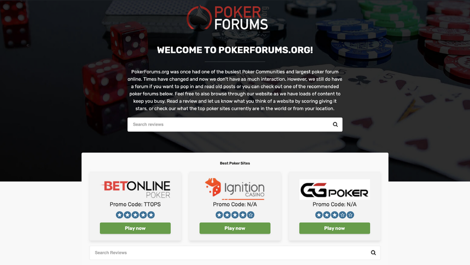 PokerForums.org Homepage from March 2023
