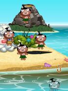 An example of the glitch occurring. Notice how the Pygmies on top have the same expression as the one drowning in the water.