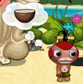 A Pygmy with a coconut in his Thought Bubble