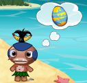 A Pygmy with the Easter Egg in its Thought Bubble